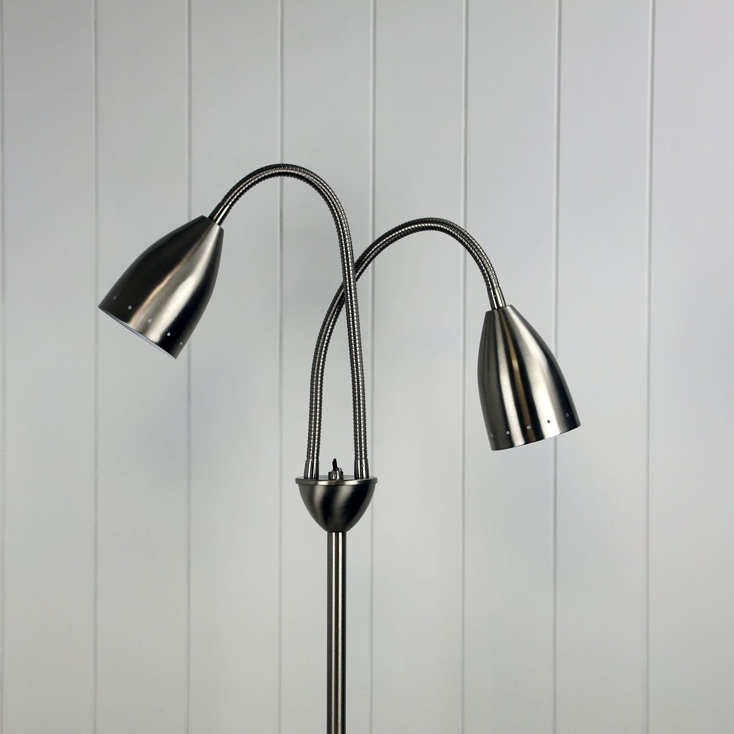 Stan Twin Floor Lamp Brushed Chrome