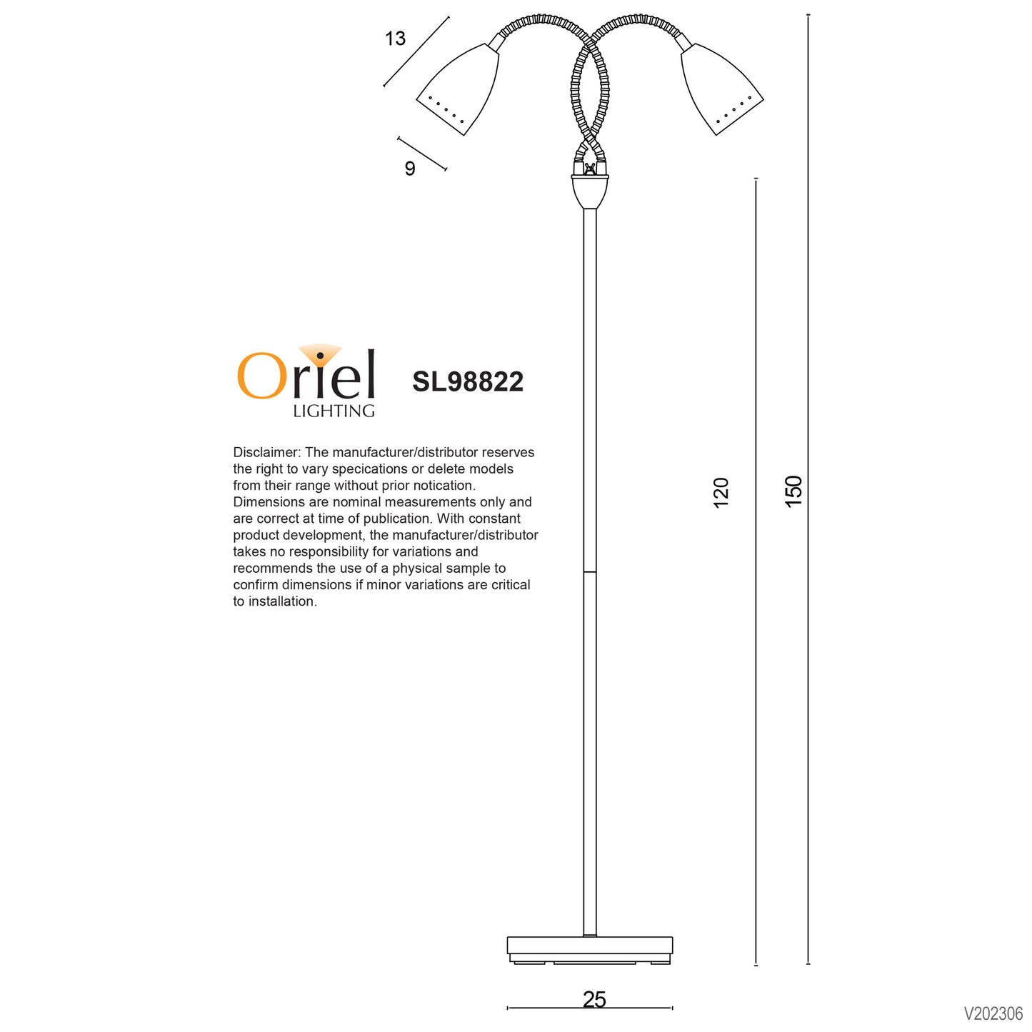 Stan Twin Floor Lamp Brushed Chrome