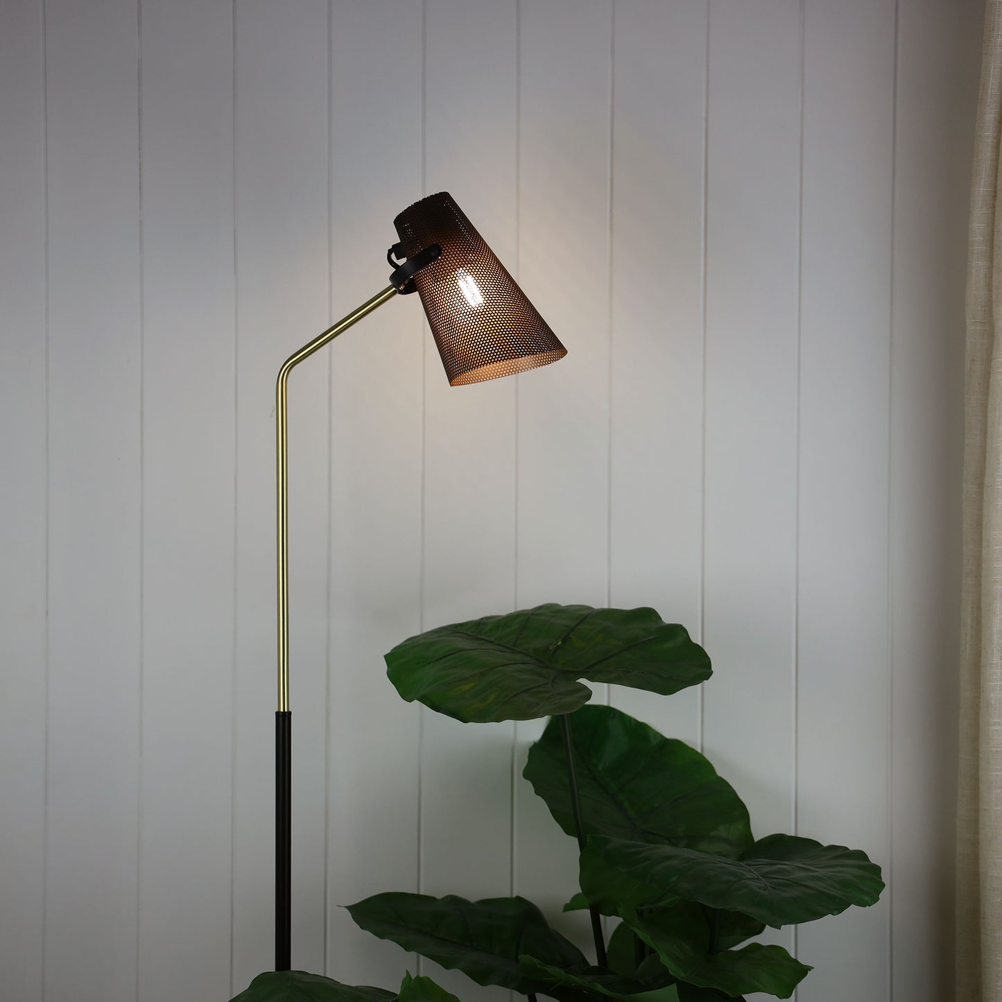 Perfo Black & Brass Floor Lamp