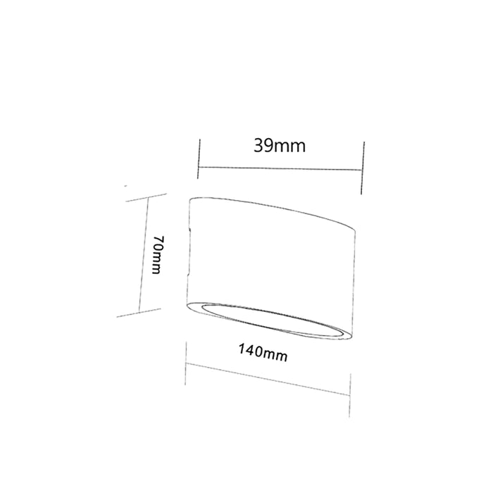 Wall Up/Dn 6.8W CURVED Sand 3K IP54 605 Lm