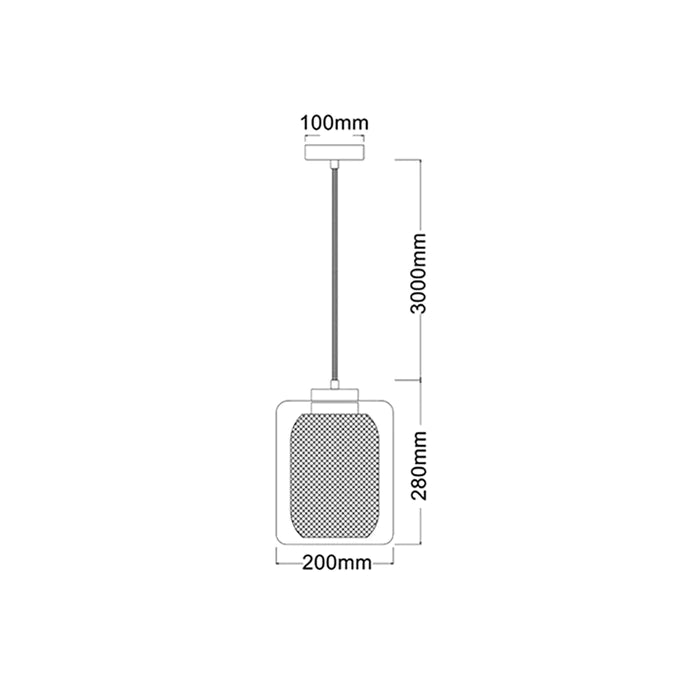 Pendant ES Cop Mesh & Clr Glass Oblong OD200mm
