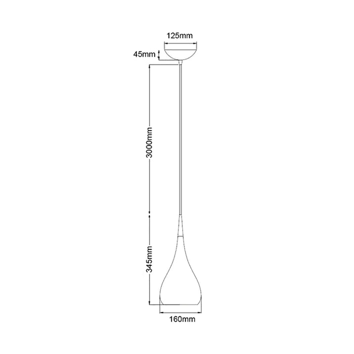 Pendant ES Matt Black Bell OD160mm