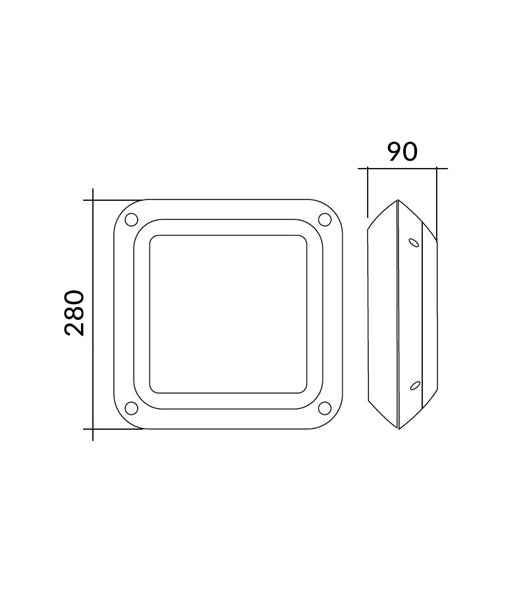 CLA Outdoor Polycarb Square Bunker Black IP66 12W LED 240V