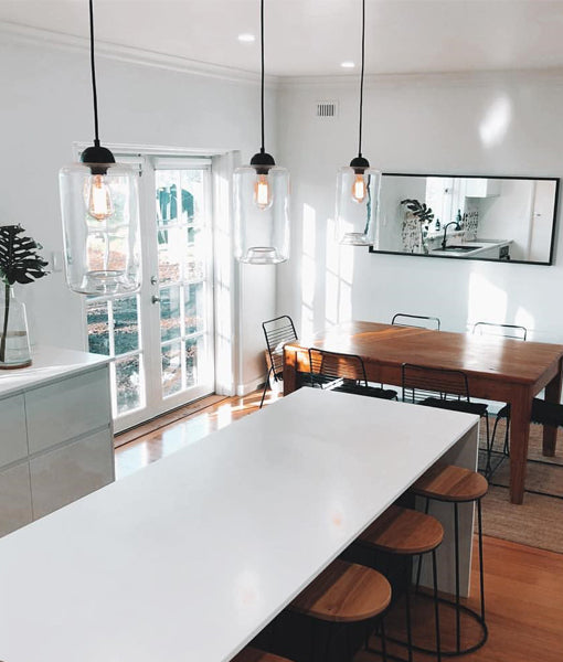 CLA Oblong Glass Pendant Clr Glass 1x E27 240V