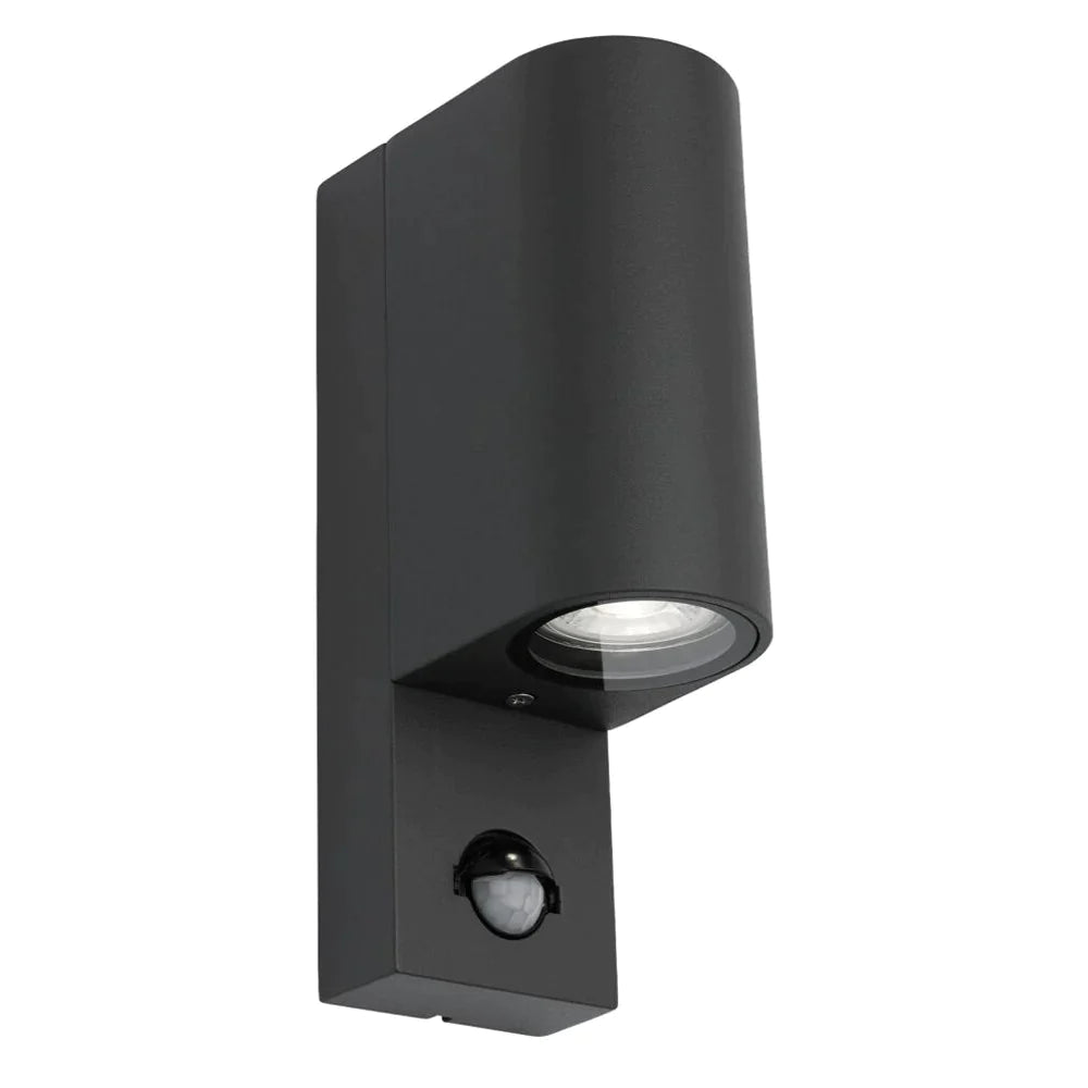 Mercator Outdoor Up/Down Wall Light W/Sensor Anthracite IP44 2x3.5W GU10 240V