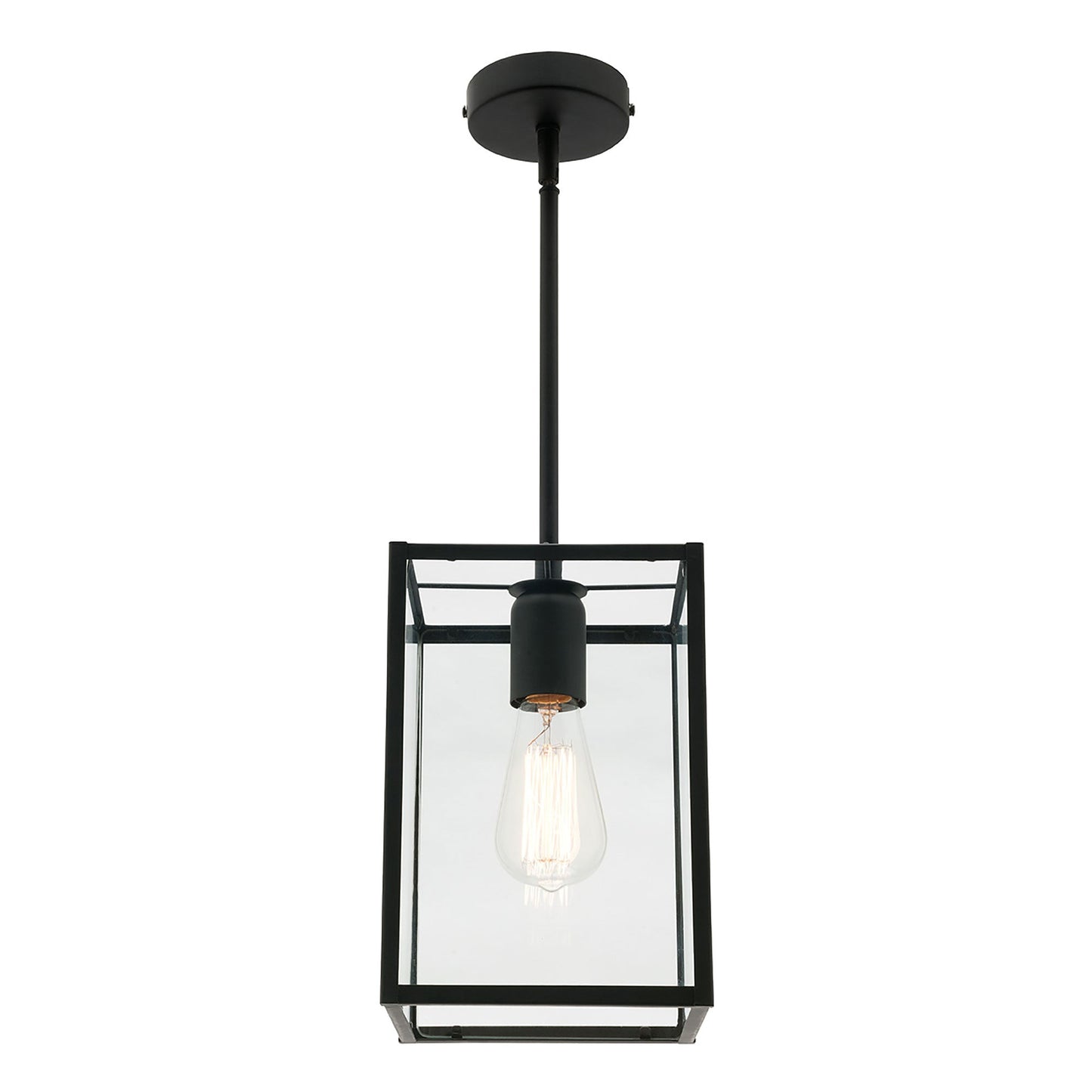 Mercator Small Pendant Light Matte Black/Clear Glass 1 x E27 240V