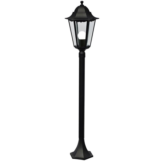 Cardiff Bollard Black Aluminium/Clear Glass IP44 E27