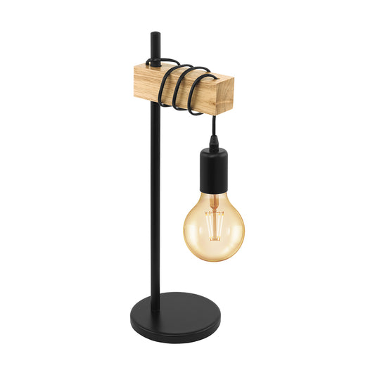 Townshend Table Lamp 1x10w E27 Black/Light Wood