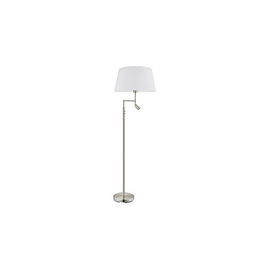 Santander Floor Lamp 1x60w E27 + 2.1w Led 3000k Satin Nickel/White