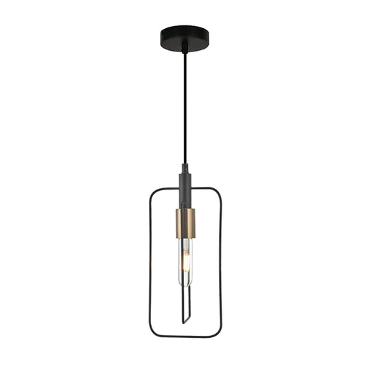 Pendant ES Black Rectangular w/Antique Brass Highlight OD150m