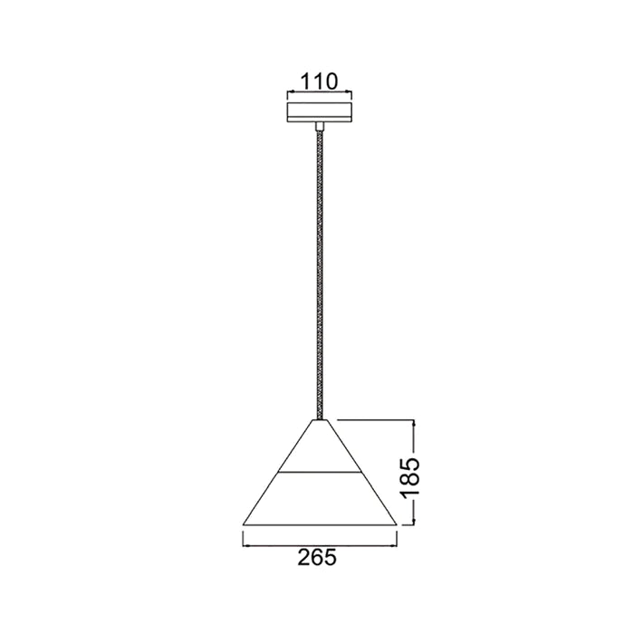 Pendant ES Opal Glass Small Cone w/wood highlights OD265mm