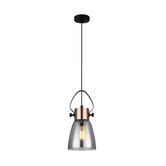 Pendant ES Smoke Glass Ellipse w/Copper highlights OD145mm