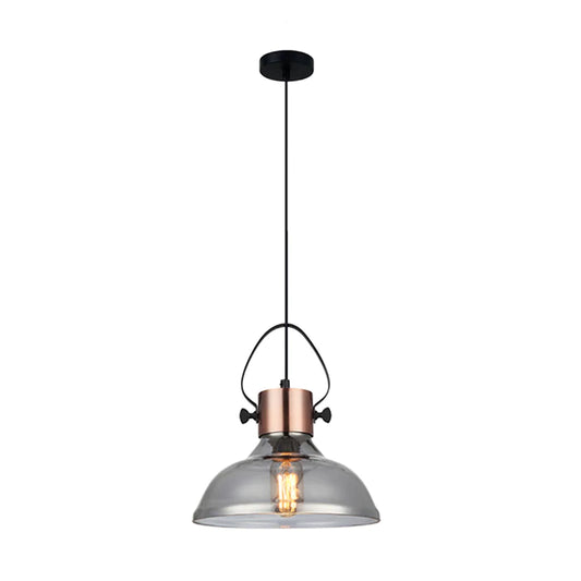 Pendant ES Smoke Glass Dome w/Copper highlights OD250mm