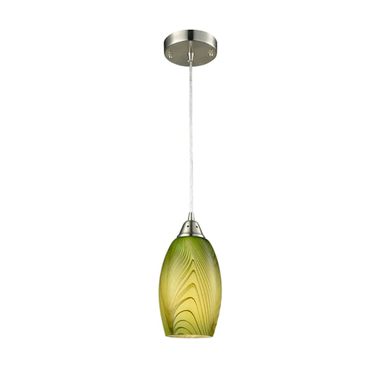 Pendant ES Green Glass Ellipse w/swirls OD120mm