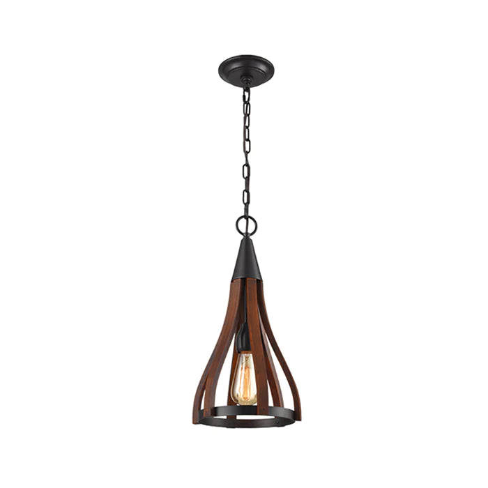 Pendant ES Dark Red Wood Small Bell OD226mm