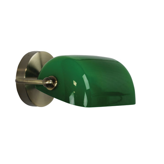 Bankers Wall Light Ant Brass / Green