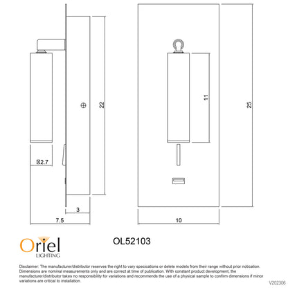 Hotel LED Wall Light White W/ Usb