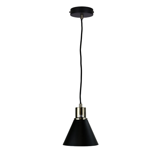 Como Single Antique Brass & Black Pendant