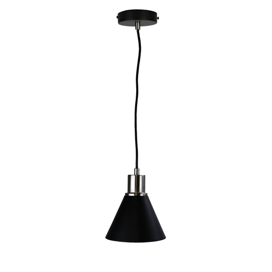 Como Single Brushed Chr & Black Pendant