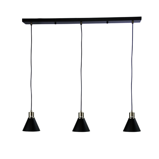 Como 3 Light Antique Brass & Black Pendant