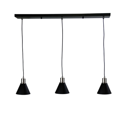 Como 3 Light Brushed Chr & Black Pendant