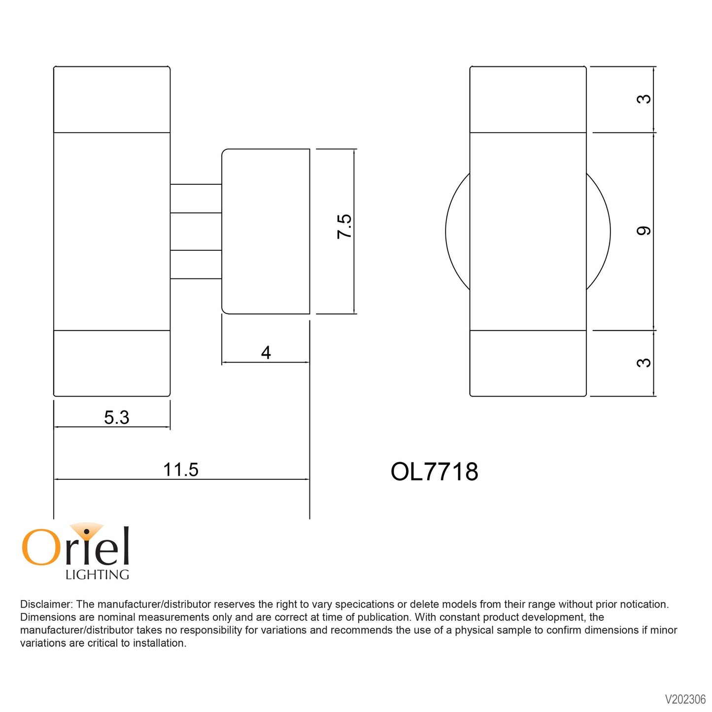 Comma 2LT Up / Down Brushed Chrome