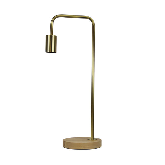 Lane Table Lamp Base Timber W/ Brushed Brass Arm