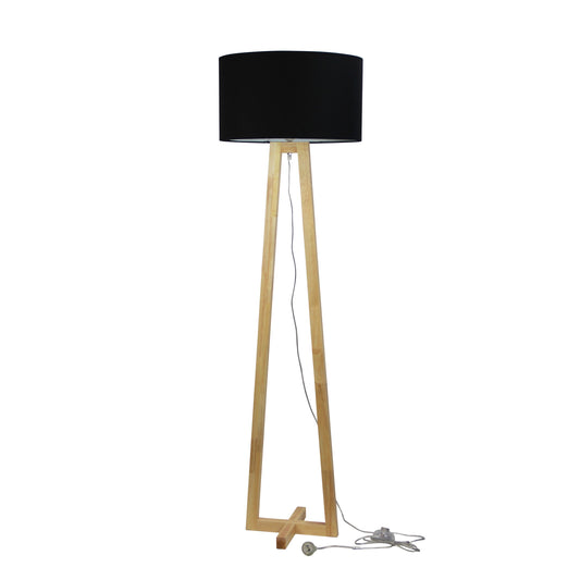 Edra Floor Lamp Timber W/ Black Cotton Shade