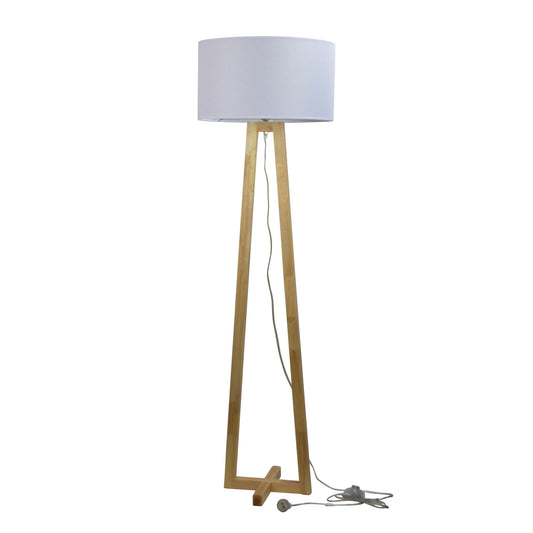 Edra Floor Lamp Timber W/ White Cotton Shade