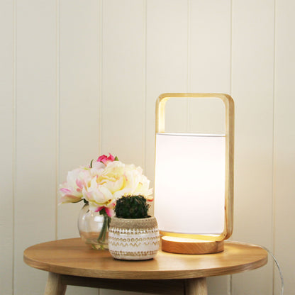 Lucia Table Lamp Wood / White Shade