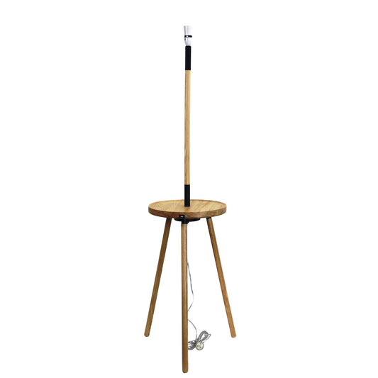 Toft Floor Lamp Base W/ Table & Usb Natural