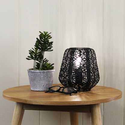 Lace Laser Cut Matt Black Metal Table Lamp