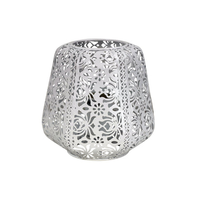 Lace Laser Cut Antique White Metal Table Lamp