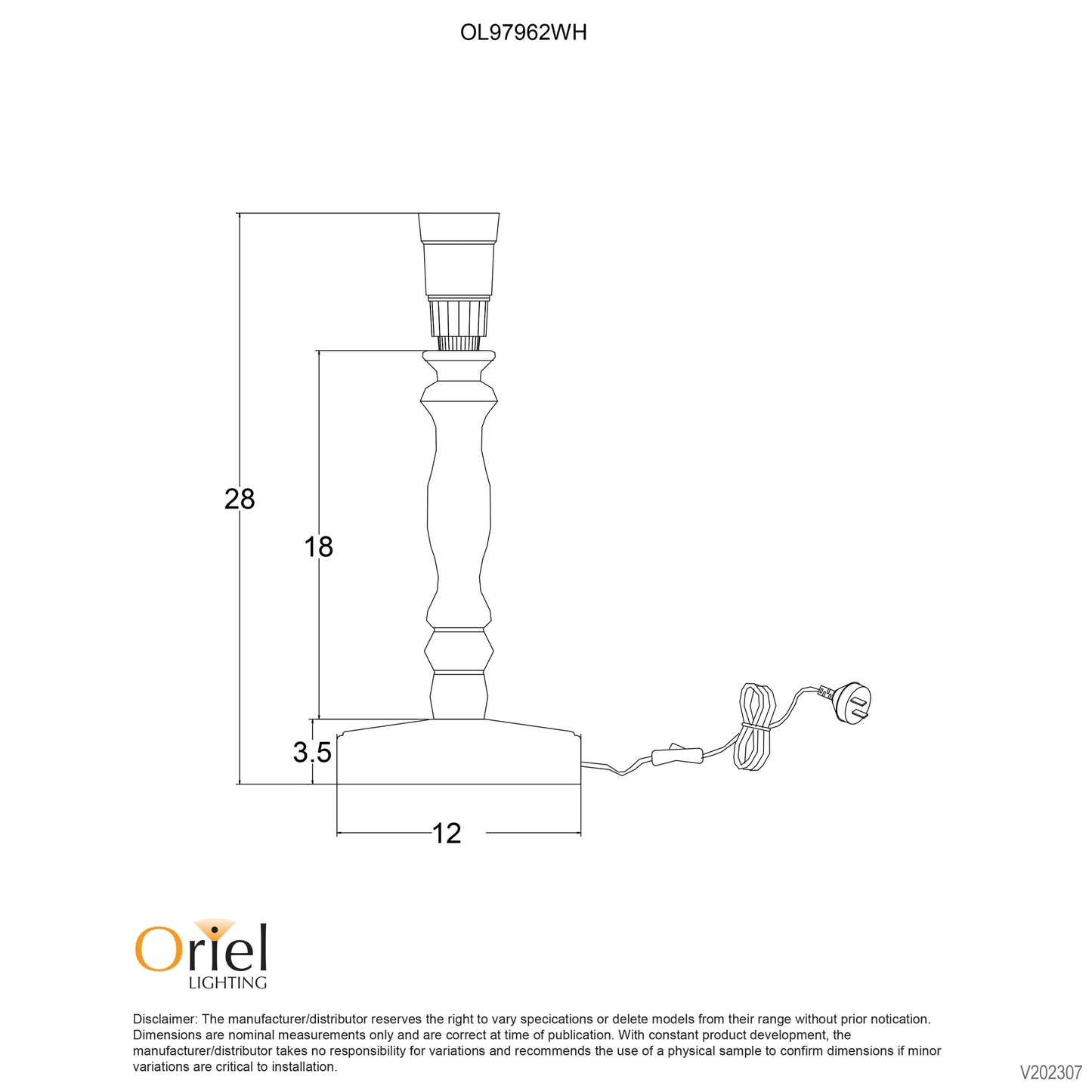 Rosalie 27 White Table Lamp Base Only B22