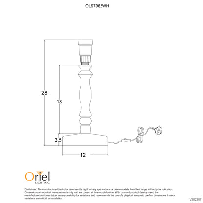 Rosalie 27 White Table Lamp Base Only B22