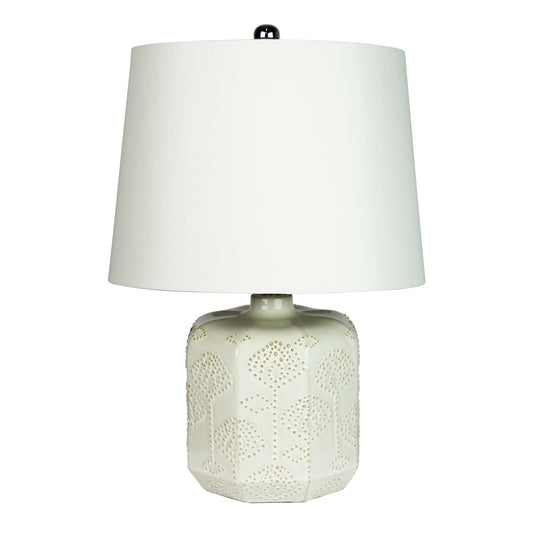 Bikki White Ceramic Complete Table Lamp W/Harp