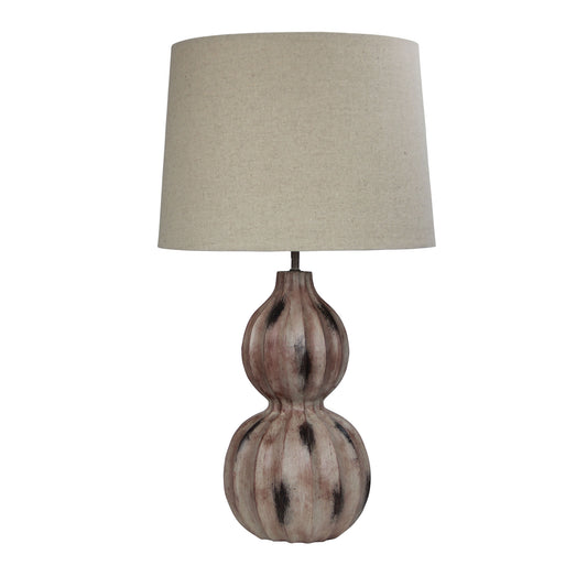 Autumn Ribbed Table Lamp W/ Raw Linen Shade