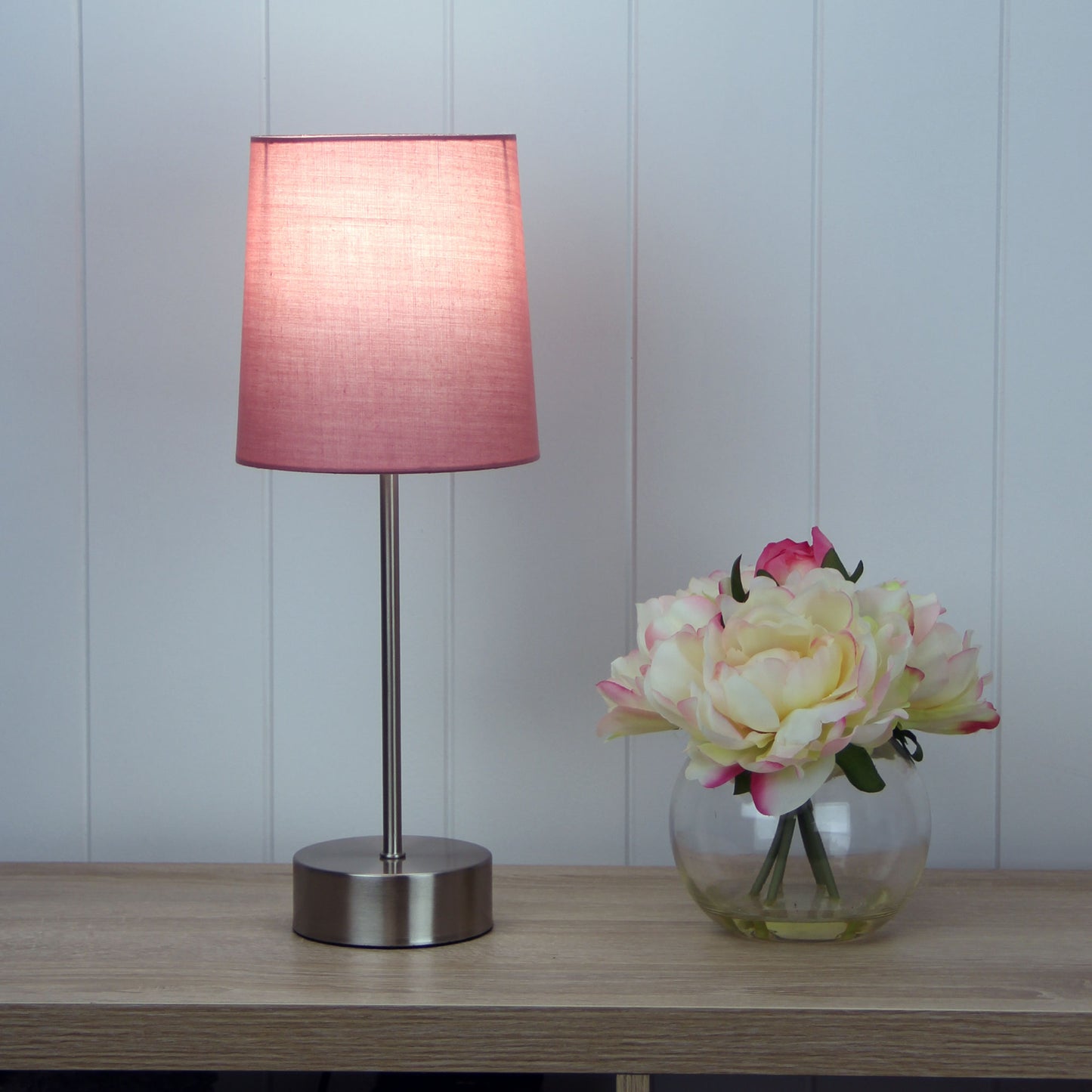 Lancet Touch Lamp W/ Blush Shade On-Off