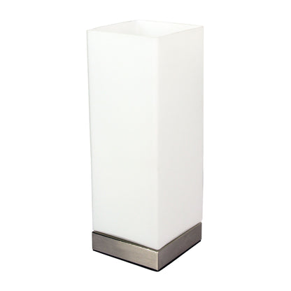 Pepe Square Touch Lamp Opal Matt / Brushed Chr On-Off