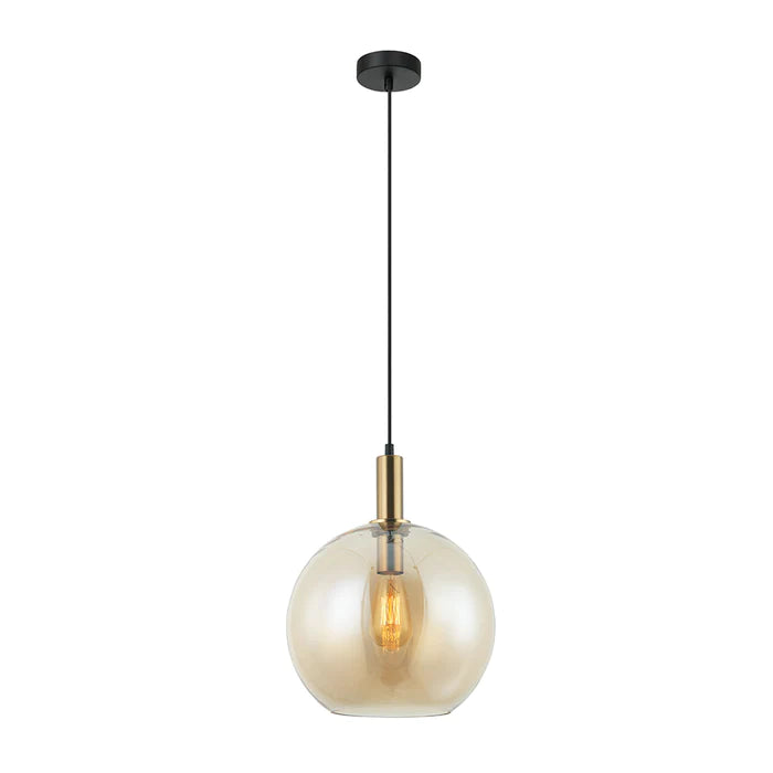 Pendant ES 40W Amber Wine Glass With Extended Bronze Highlig