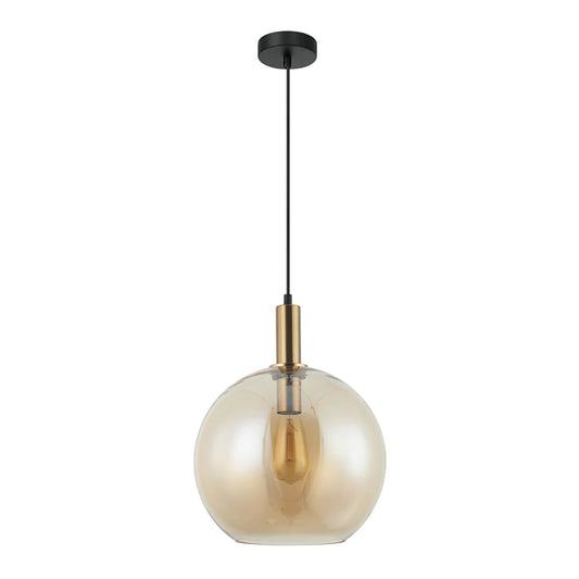 Pendant ES 40W Amber Wine Glass With Extended Bronze Highlig