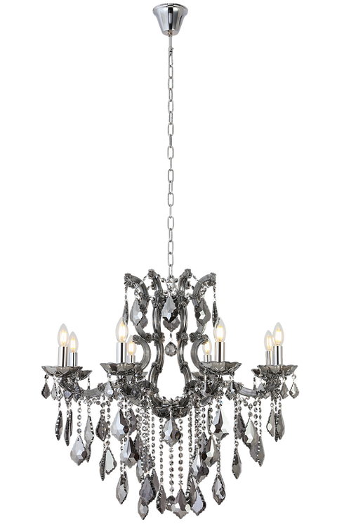 8 Light Pearl Black K9 Crystal Chandelier