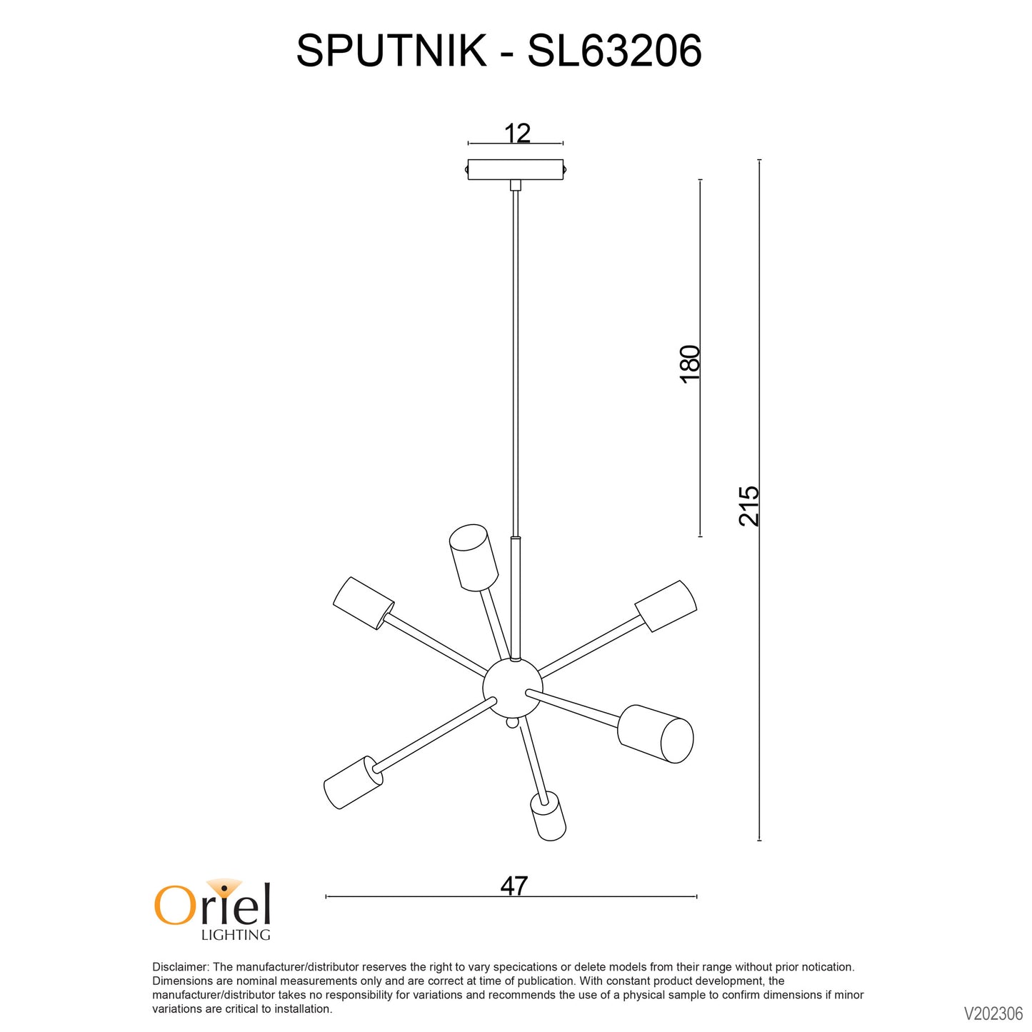 Sputnik.6  Six Light Pendant Black