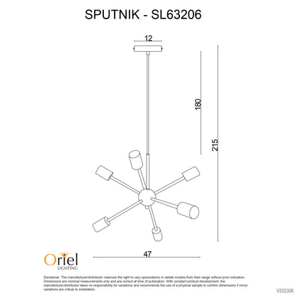 Sputnik.6  Six Light Pendant Black