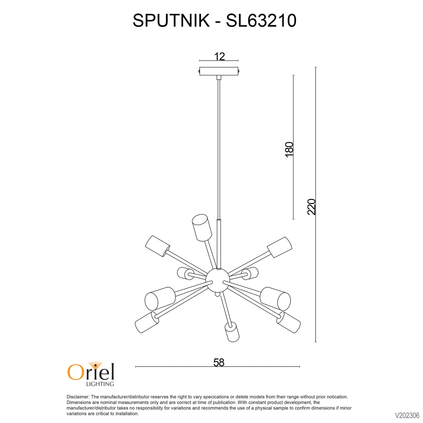 Sputnik.10 Ten Light Pendant Black