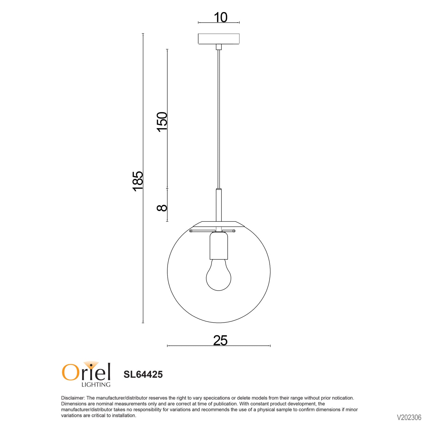 Newton.25 Single Pendant Clear / Matt Black