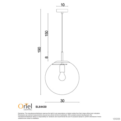 Newton.30 Single Pendant Clear / Matt Black