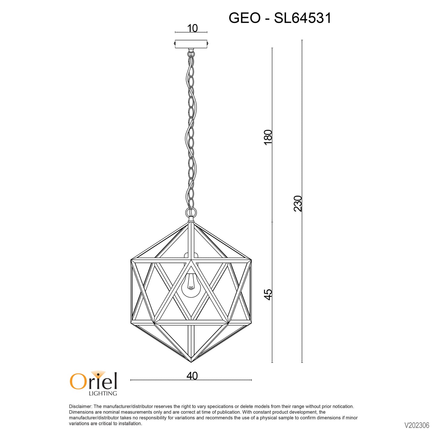 Geo 1 Single Pendant Matt Black