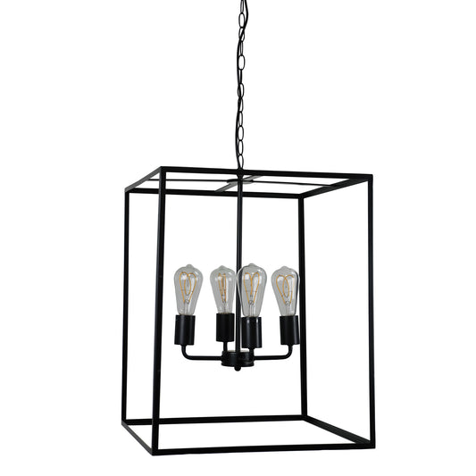 Hampton 4 Light Pendant Black No Glass