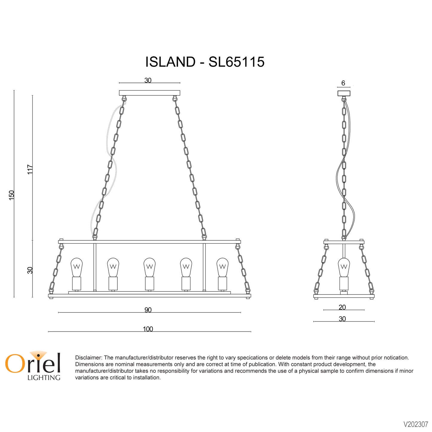 Island 5 Light Pendant